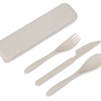 Набор столовых приборов Ron из бамбукового волокна, бежевый