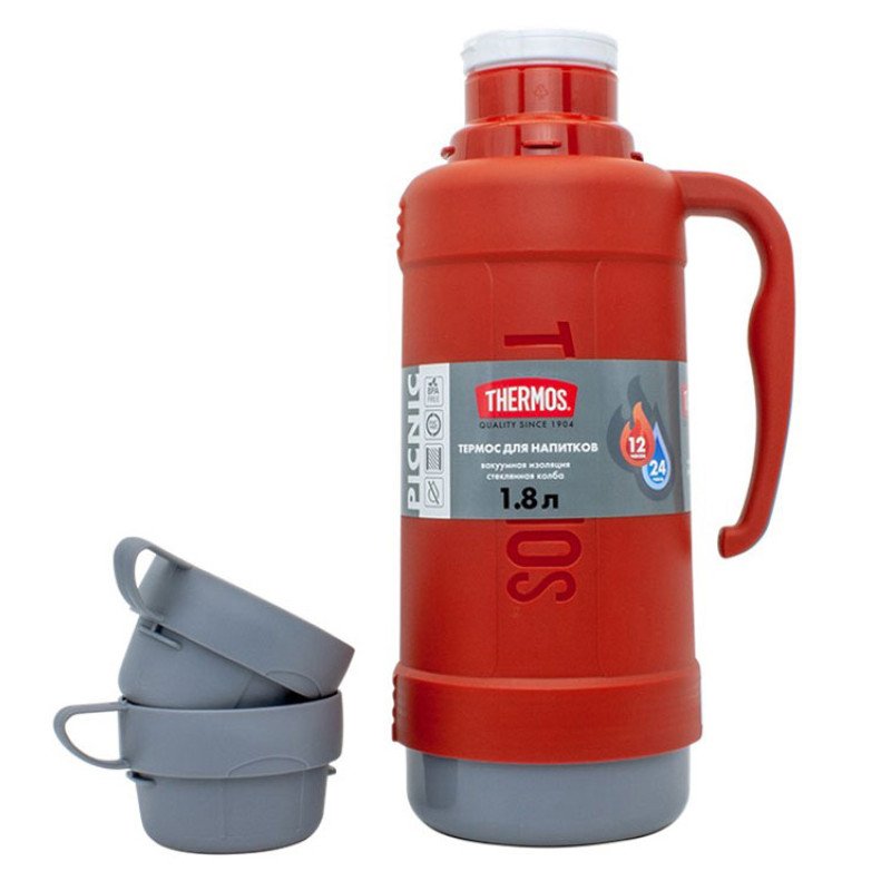 Термос со стеклянной колбой тм THERMOS PICNIC 40 Series Red 1,8L
