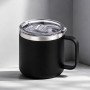 Кружка стальная Alaska с крышкой слайдером, powder coating, черный
