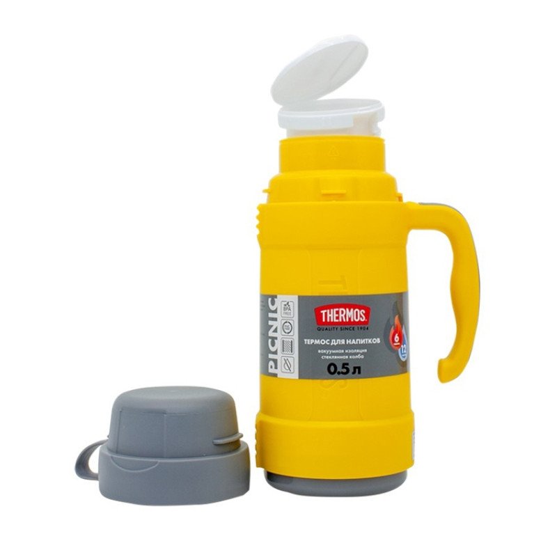 Термос со стеклянной колбой тм THERMOS PICNIC 40 Series Yellow 0,5L Термос со стеклянной колбой тм THERMOS PICNIC 40 Series Yellow 0,5L