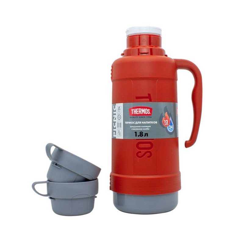 Термос со стеклянной колбой тм THERMOS PICNIC 40 Series Red 1,0L