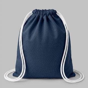 Рюкзак со шнурком Tenes из хлопка плотностью 140 г/м2, темно-синий