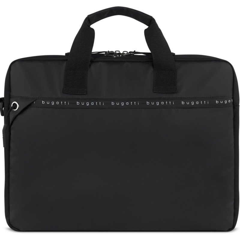 Портфель мужской BUGATTI БЛАНК ОБЛЕГЧЕННАЯ | BLANC DELIGHT, чёрный, нейлон RPET600D/тарпаулин/полиэстер, 40х10х29 см, 10 л