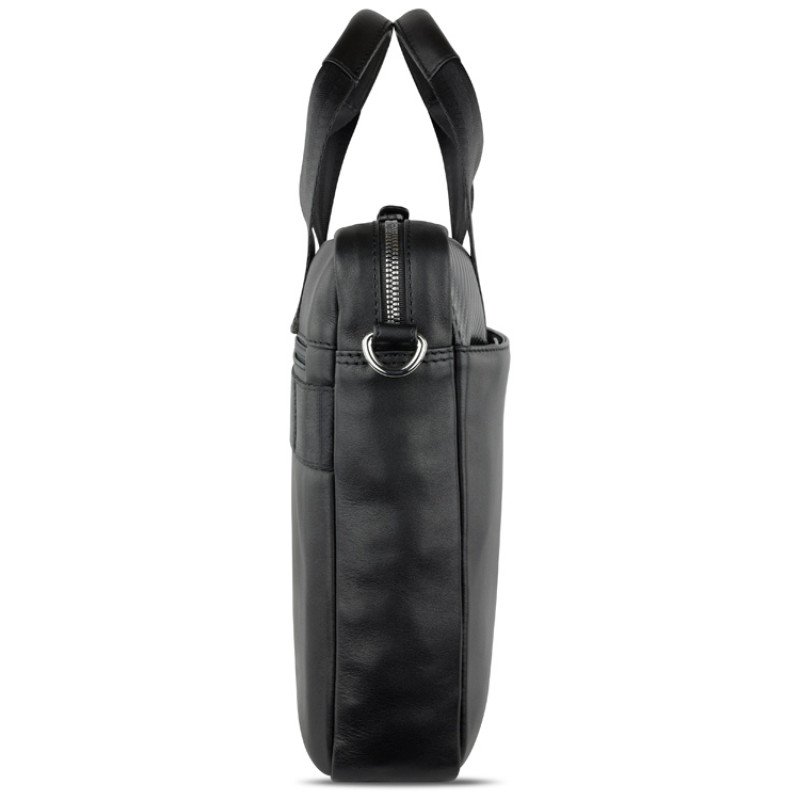 Портфель мужской BUGATTI КОМЕТА | COMET, чёрный, воловья кожа/полиэстер, 37х6х27 см