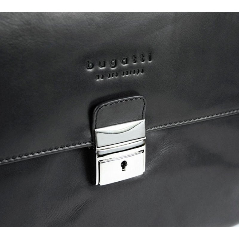 Портфель BUGATTI РОМАНО | ROMANO 15'', чёрный, натуральная воловья кожа, 40х12х30 см