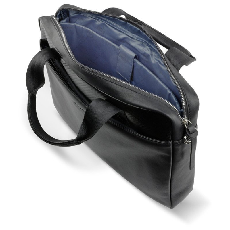 Портфель мужской BUGATTI КОМЕТА | COMET, чёрный, воловья кожа/полиэстер, 37х6х27 см