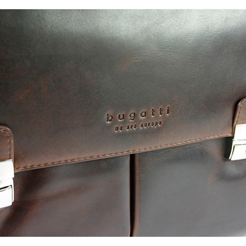 Портфель BUGATTI РОМАНО | ROMANO 15'', коричневый, натуральная воловья кожа, 43х13х32 см
