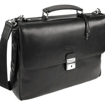 Портфель BUGATTI РОМАНО | ROMANO 15'', чёрный, натуральная воловья кожа, 40х12х30 см