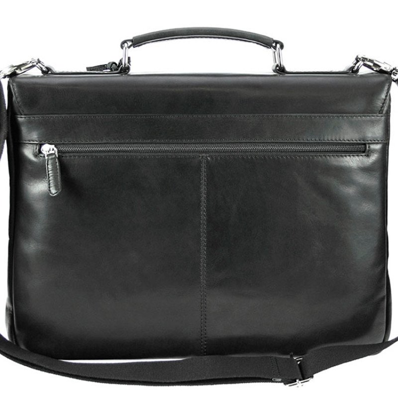 Портфель BUGATTI РОМАНО | ROMANO 15'', чёрный, натуральная воловья кожа, 40х12х30 см