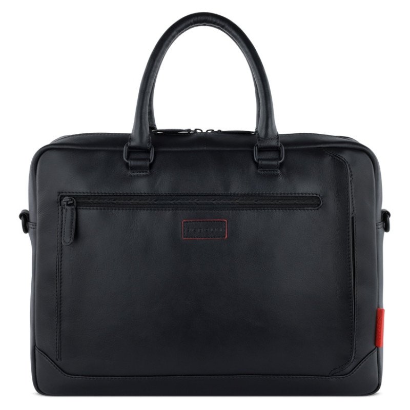 Портфель мужской BUGATTI КЛАРК | CLARK, чёрный, воловья кожа/полиэстер, 40х9,5х29 см, 10 л