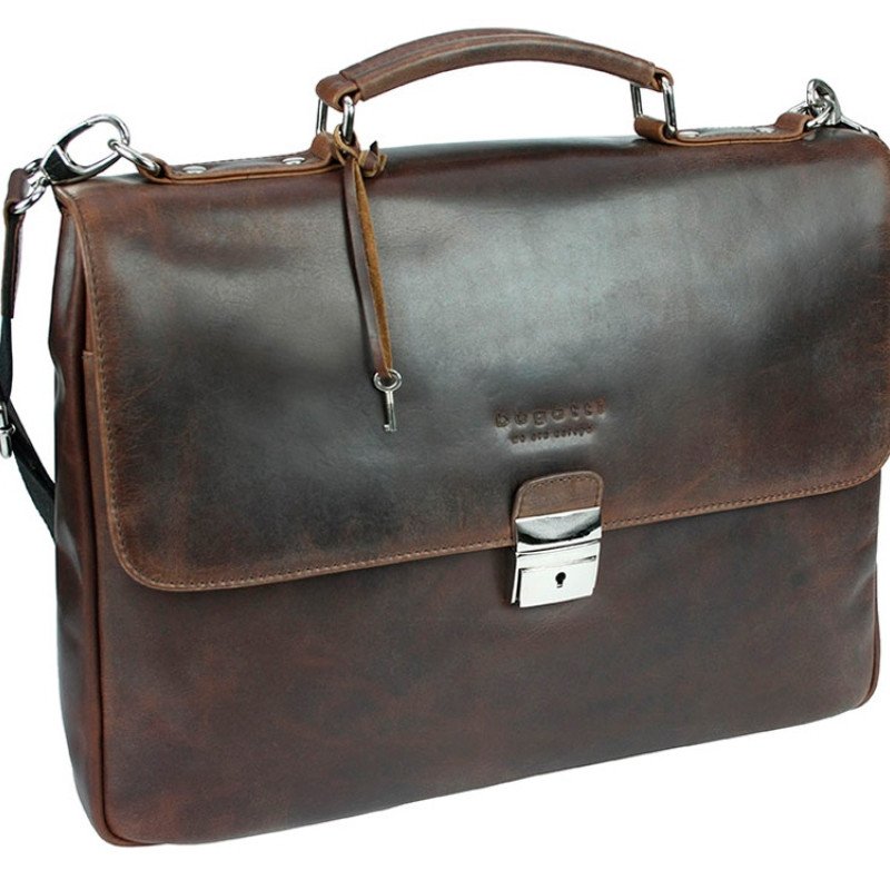 Портфель BUGATTI РОМАНО | ROMANO 15'', коричневый, натуральная воловья кожа, 39х8х30 см