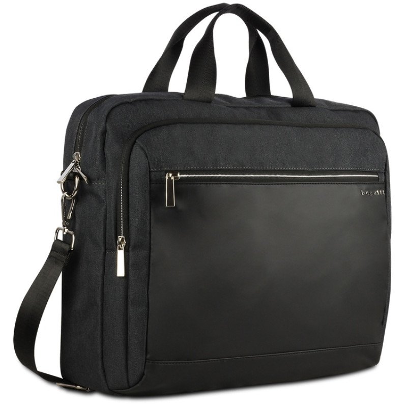 Портфель мужской BUGATTI СЕРА | SERA, антрацитовый, полиэстер, 40х11х34 см, 15 л