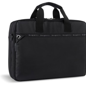 Портфель мужской BUGATTI БЛАНК ОБЛЕГЧЕННАЯ | BLANC DELIGHT, чёрный, нейлон RPET600D/тарпаулин/полиэстер, 40х10х29 см, 10 л