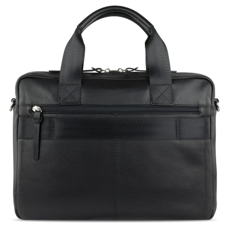 Портфель мужской BUGATTI КОМЕТА | COMET, чёрный, воловья кожа/полиэстер, 37х6х27 см