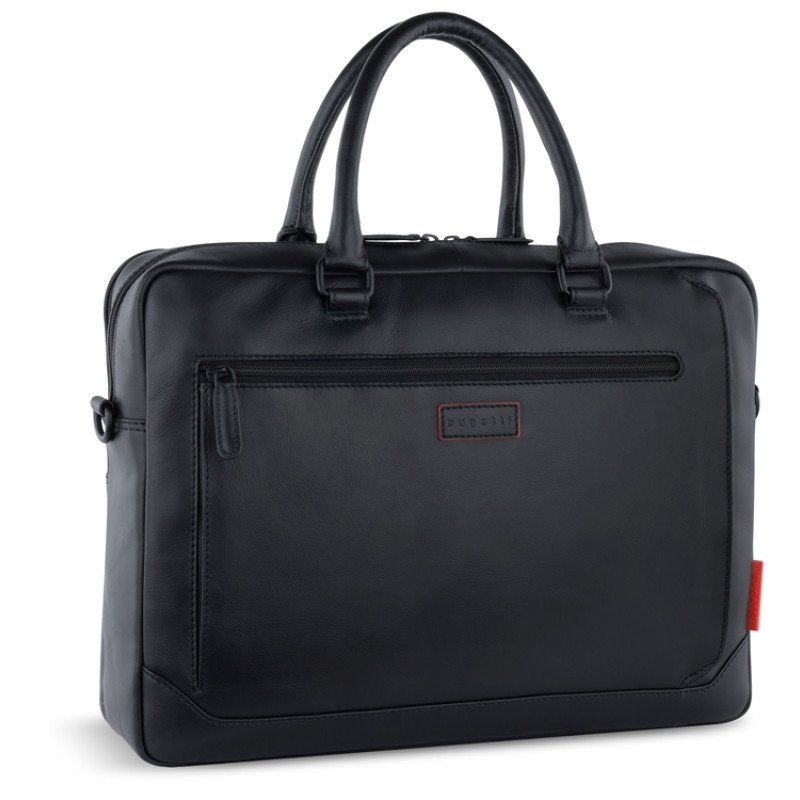 Портфель мужской BUGATTI КЛАРК | CLARK, чёрный, воловья кожа/полиэстер, 40х9,5х29 см, 10 л