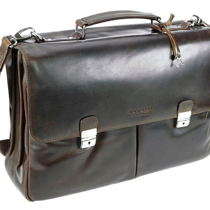 Портфель BUGATTI РОМАНО | ROMANO 15'', коричневый, натуральная воловья кожа, 43х13х32 см