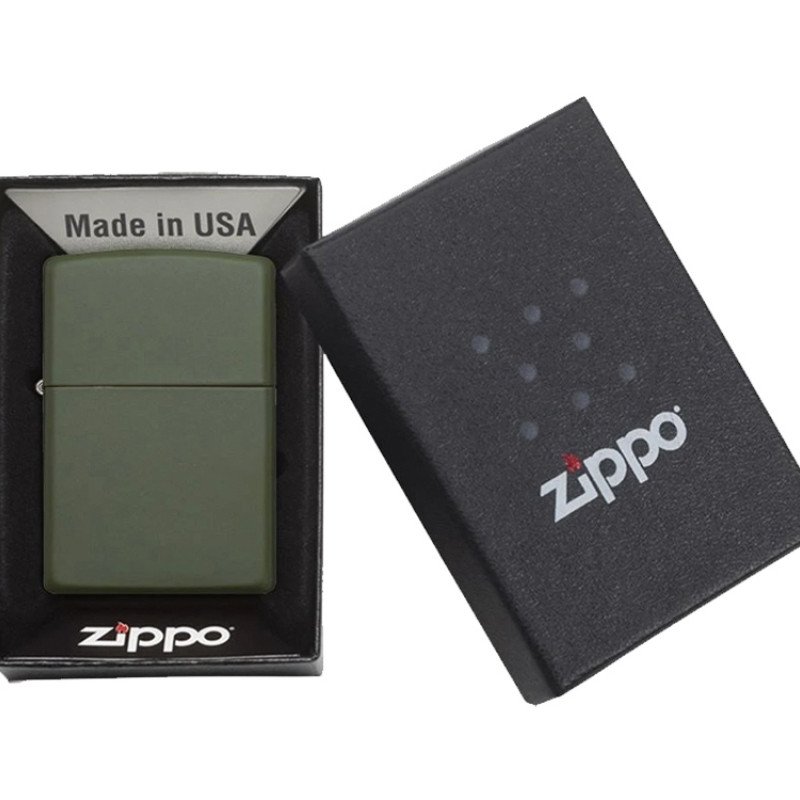 Зажигалка ZIPPO Classic с покрытием Green Matte, латунь/сталь, зелёная, матовая, 38x13x57 мм Зажигалка ZIPPO Classic с покрытием Green Matte, латунь/сталь, зелёная, матовая, 38x13x57 мм