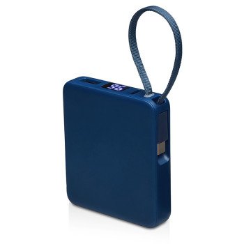 Внешний аккумулятор со встроенным кабелем USB-C «Дэнси», 5000 мАч, темно-синий