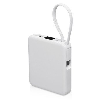 Внешний аккумулятор со встроенным кабелем USB-C «Дэнси», 5000 мАч, белый