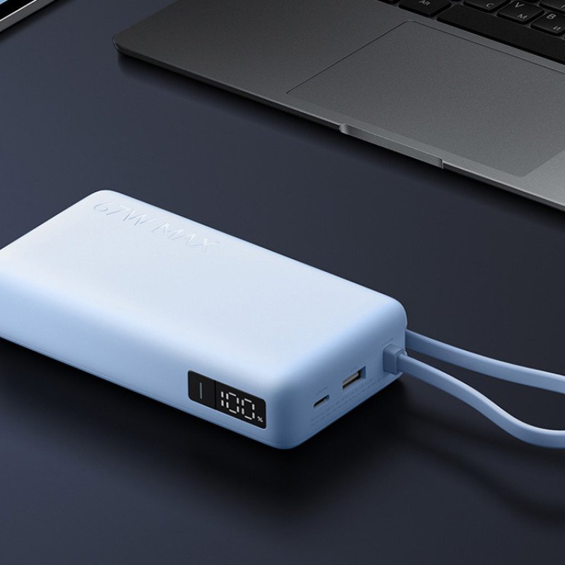 Внешний аккумулятор со встроенным кабелем Xiaomi 67W Power Bank 20000 (Integrated Cable) Ice Blue Внешний аккумулятор со встроенным кабелем Xiaomi 67W Power Bank 20000 (Integrated Cable) Ice Blue