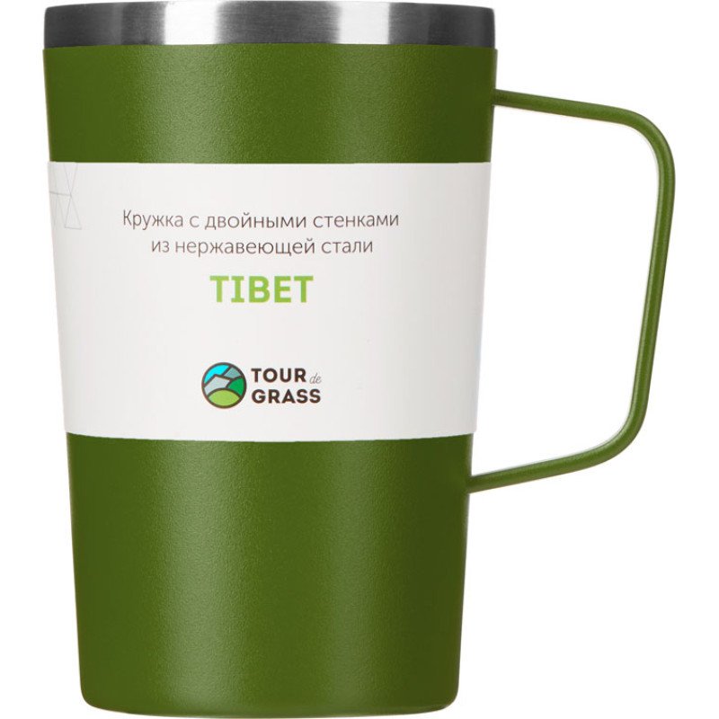 Стальная кружка с двойными стенками и порошковым покрытием "Tibet", хаки Стальная кружка с двойными стенками и порошковым покрытием "Tibet", хаки