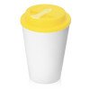 Пластиковый стакан Take away с двойными стенками и крышкой с силиконовым клапаном, 350 мл, белый/желтый Пластиковый стакан Take away с двойными стенками и крышкой с силиконовым клапаном, 350 мл, белый/желтый