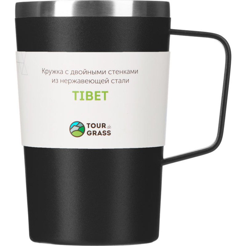 Стальная кружка с двойными стенками и порошковым покрытием "Tibet", черный Стальная кружка с двойными стенками и порошковым покрытием "Tibet", черный