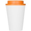 Пластиковый стакан Take away с двойными стенками и крышкой с силиконовым клапаном, 350 мл, белый/оранжевый