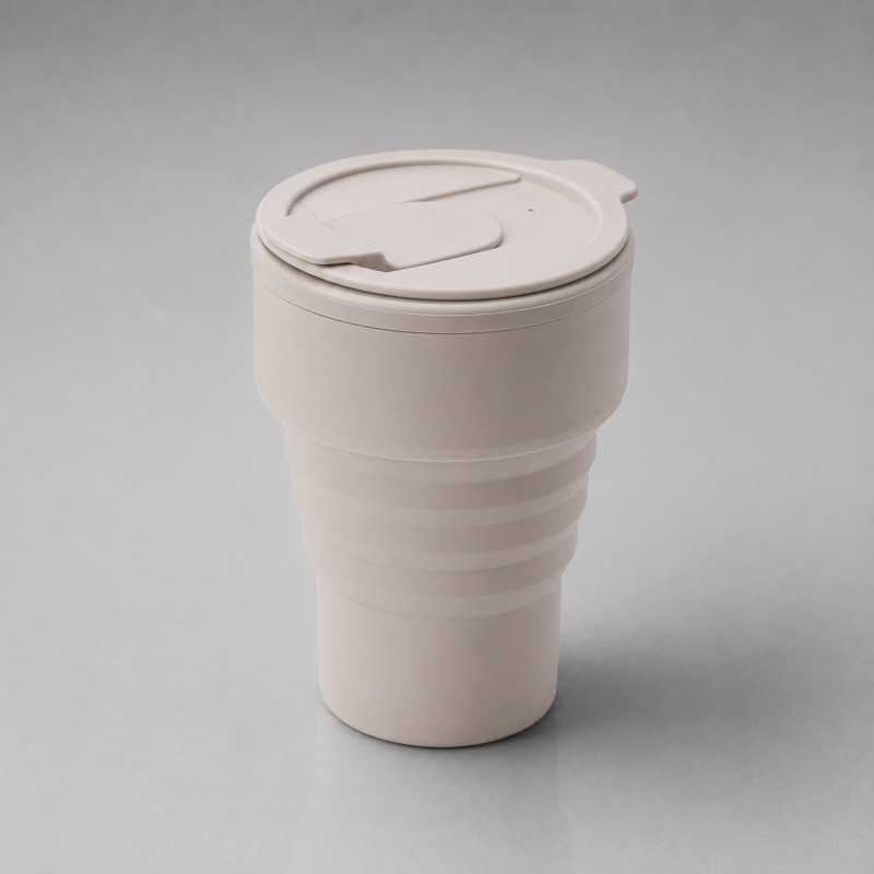 Силиконовый складной стакан "GoCup", бежевый Силиконовый складной стакан "GoCup", бежевый