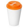 Пластиковый стакан Take away с двойными стенками и крышкой с силиконовым клапаном, 350 мл, белый/оранжевый