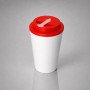 Пластиковый стакан Take away с двойными стенками и крышкой с силиконовым клапаном, 350 мл, белый/красный