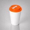 Пластиковый стакан Take away с двойными стенками и крышкой с силиконовым клапаном, 350 мл, белый/оранжевый Пластиковый стакан Take away с двойными стенками и крышкой с силиконовым клапаном, 350 мл, белый/оранжевый