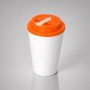 Пластиковый стакан Take away с двойными стенками и крышкой с силиконовым клапаном, 350 мл, белый/оранжевый