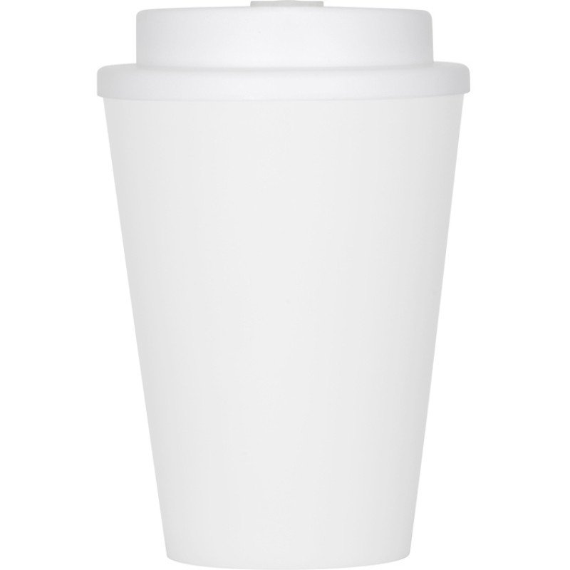 Пластиковый стакан Take away с двойными стенками и крышкой с силиконовым клапаном, 350 мл, белый