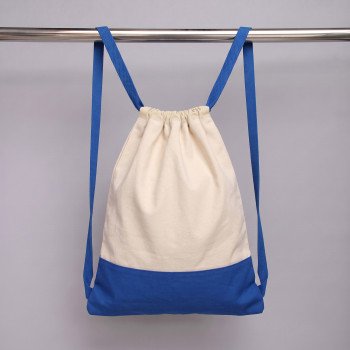 Рюкзак-мешок Cotton из хлопка 170 г, натуральный/синий