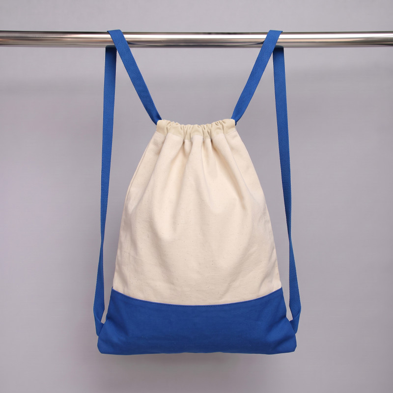 Рюкзак-мешок Cotton из хлопка 170 г, натуральный/синий