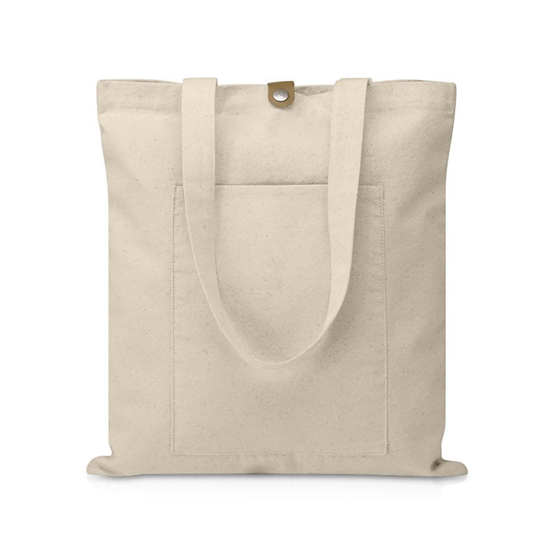 Сумка Clip из хлопка 340 г/м2 с застежкой из экокожи, натуральный