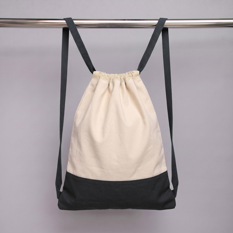 Рюкзак-мешок Cotton из хлопка 170 г, натуральный/черный Рюкзак-мешок Cotton из хлопка 170 г, натуральный/черный