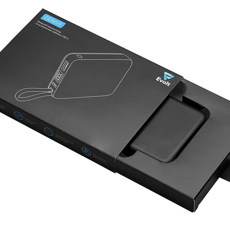 Внешний аккумулятор со встроенным кабелем USB-C «Дэнси», 5000 мАч, черный