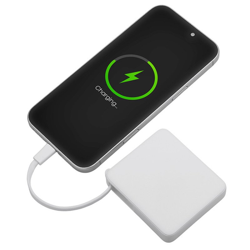 Внешний аккумулятор со встроенным кабелем USB-C «Дэнси», 5000 мАч, белый Внешний аккумулятор со встроенным кабелем USB-C «Дэнси», 5000 мАч, белый