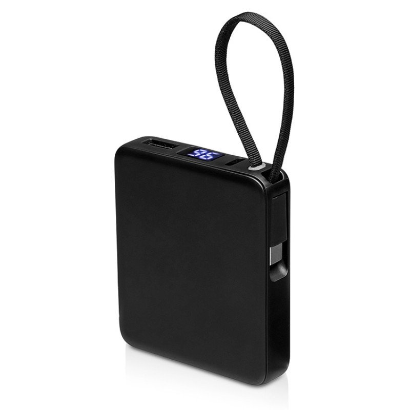Внешний аккумулятор со встроенным кабелем USB-C «Дэнси», 5000 мАч, черный