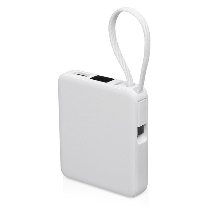 Внешний аккумулятор со встроенным кабелем USB-C «Дэнси», 5000 мАч, белый Внешний аккумулятор со встроенным кабелем USB-C «Дэнси», 5000 мАч, белый