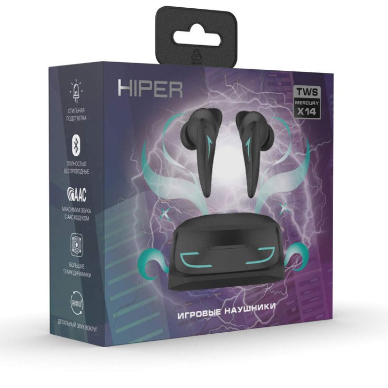 Беспроводные наушники HIPER TWS Mercury X14 (HTW-MX14) Bluetooth 5.1 гарнитура, Черный Беспроводные наушники HIPER TWS Mercury X14 (HTW-MX14) Bluetooth 5.1 гарнитура, Черный
