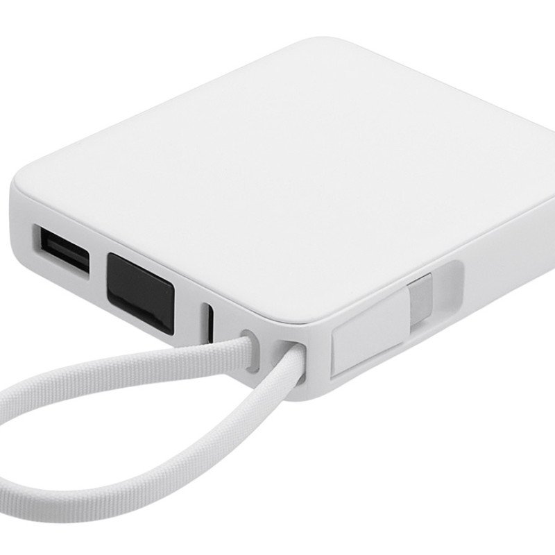 Внешний аккумулятор со встроенным кабелем USB-C «Дэнси», 5000 мАч, белый Внешний аккумулятор со встроенным кабелем USB-C «Дэнси», 5000 мАч, белый