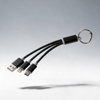 Кабель для зарядки «Tres» с брелоком, черный