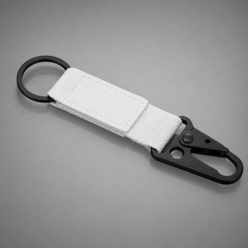 Брелок-ремувка "Carabinier" из ткани с вставкой из экокожи и карабином, белый