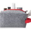 Косметичка из РПЕТ фетра с ручкой "Felt", серый с красным