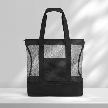 Сумка для шопинга и пляжа «Coolmesh» с изотермическим отделением внизу, черный